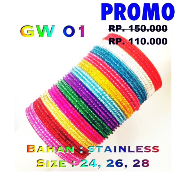 HARGA PROMO Gelang Keroncong / Bangel / Gelang India / Gelang Murah / Gelang Warna Warni / Inpor