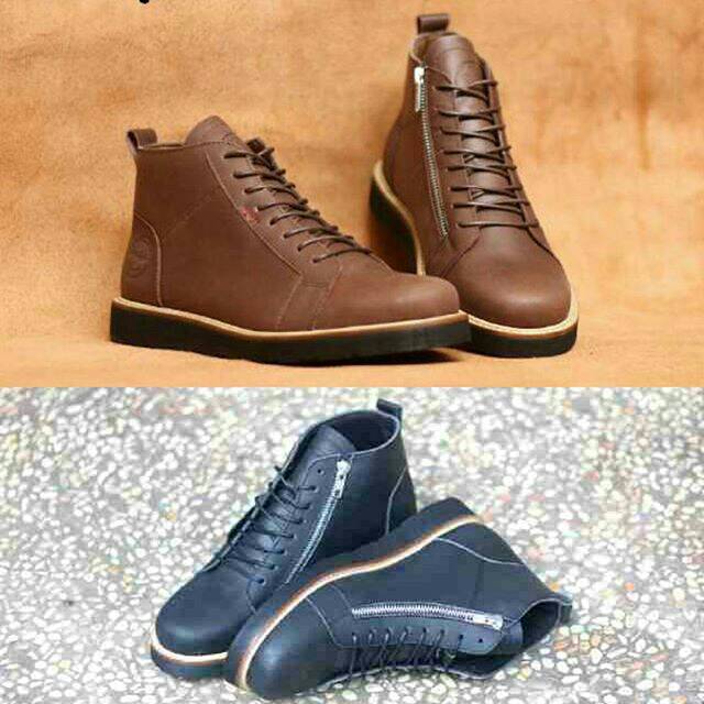 Sepatu boots kulit murah Bradley's Baldev Zipper Brown