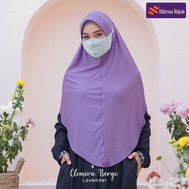 CLEMIRA BERGO SET NIBRAS HIJAB+MASKER-Lavender