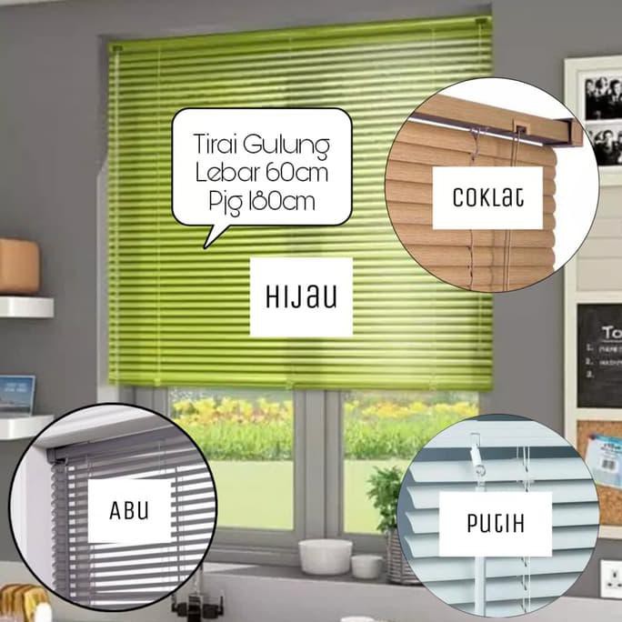 Tirai Pvc / Tirai Plastik L120cm T 220cm Venetian Blind - Hijau 120x220