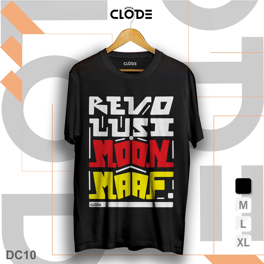 DC10 / Kaos Distro Bahan Cotton Bamboo 30s | Cotton Teteron Ukuran M L XL | Revolusi Moon Maaf