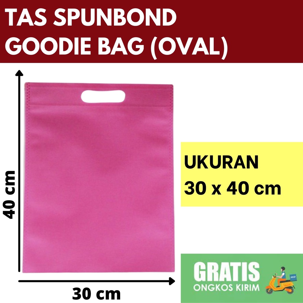 

GOODIEBAG 30X40 cm TAS SPUNBOND OVAL MERAH MUDA PINK Tas Belanja/ Tas Ultah/ Tas Promosi/ Tas Reuni/ Tas Spunbond Sablon/ Tas Spunbond Custom/ Tas Goodiebag Sablon/ Tas Goodiebag Custom/ Tas Ramah Lingkungan/ Tas Press/ Tas Perusahaan/ Tas Partai Besar