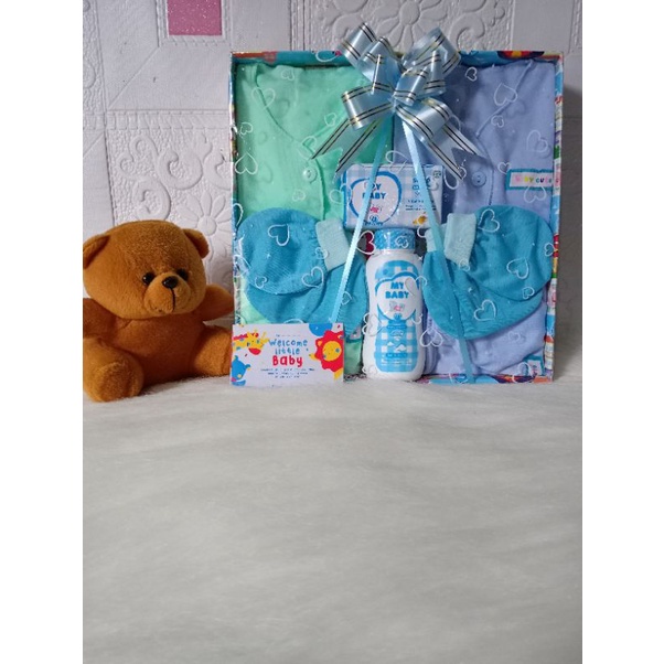 Hampers Bayi/Kado Bayi/Kado Lahiran/Bayi Newborn/parcel baju bayi cewe dan cowo-biru S