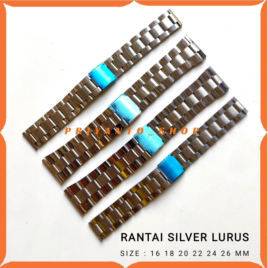 TALI JAM TANGAN RANTAI UNIVERSAL 14 16 18 20 22 24 26MM SILVER STAINLESS