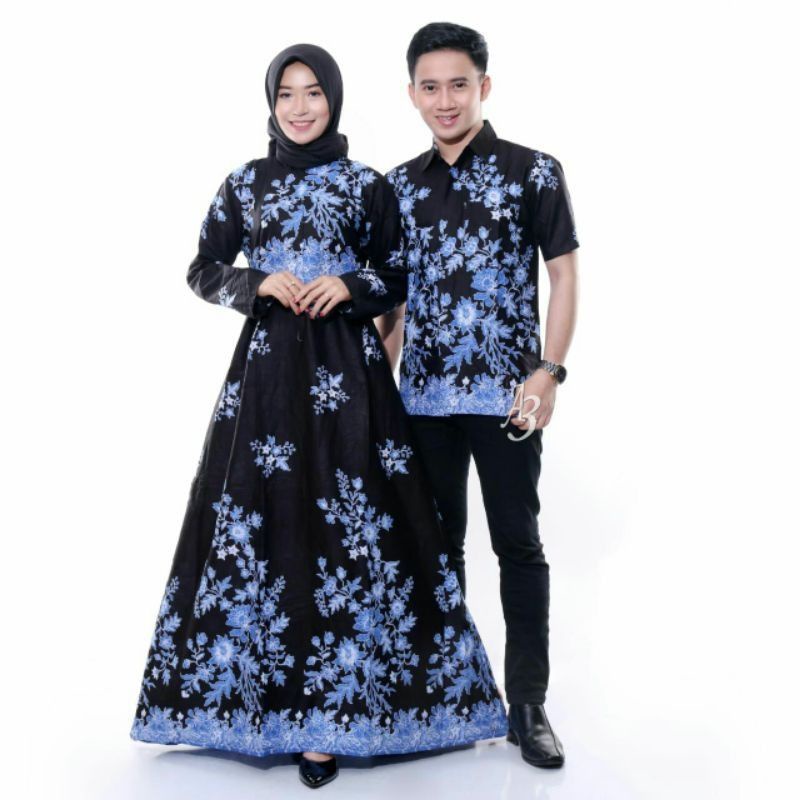 Maura Couple (COD) - Sania Ruffle Batik Couple ori Ndoro jowi DNT Garansi Termurah Shopee-Cibulan biru