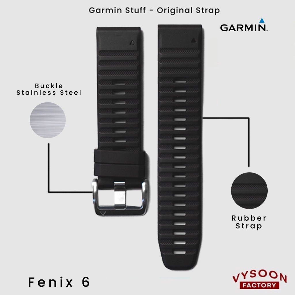 Strap Rubber Jam Smartwatch Garmin Fenix 6 QR Original - Black