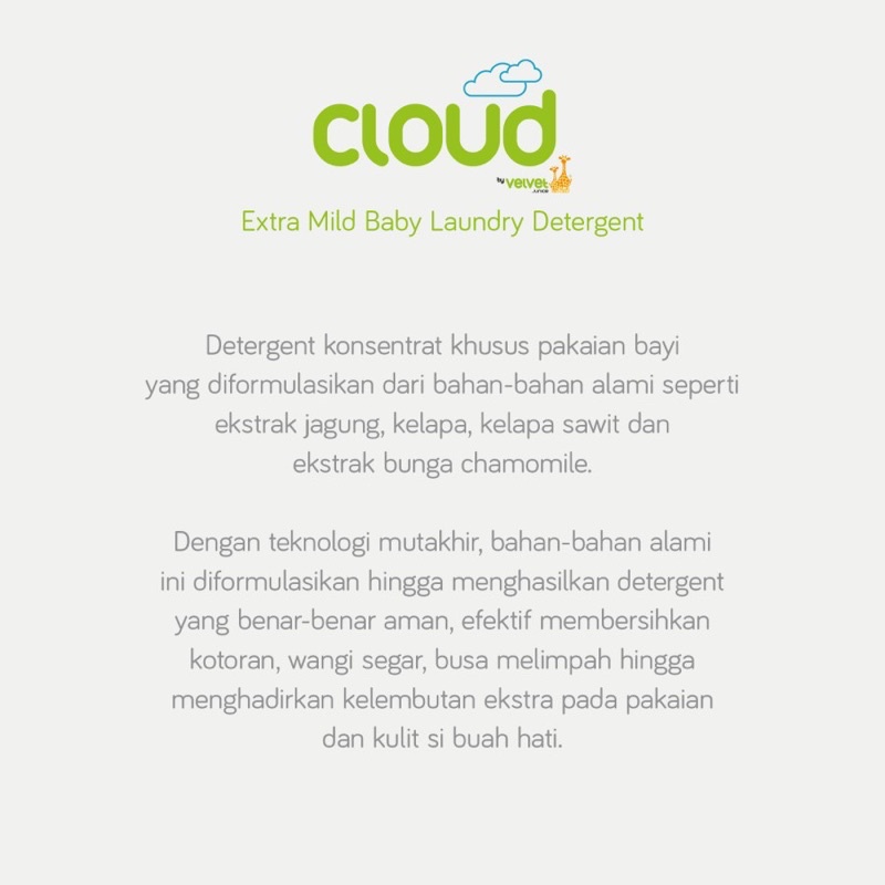 Cloud laundry detergent by velvet junior - deterjen pencuci pakaian bayi