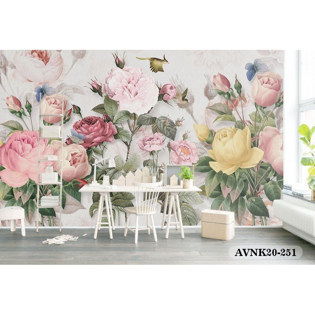 PROMO WALLPAPER DINDING MURAH Wallpaper Dinding Custom 3d- Wallpaper Motif Bunga-Wallpaper Bunga 3d/