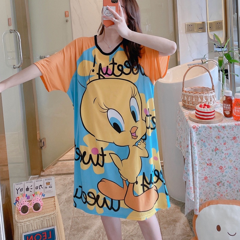 Nicebra Pakaian Tidur Wanita Import Daster Motif Kartun Lucu Korea Fit XXL 4073