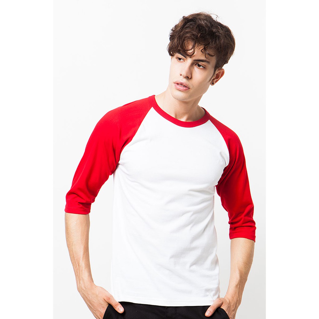 Browncola Kaos Raglan  - Putih/Merah