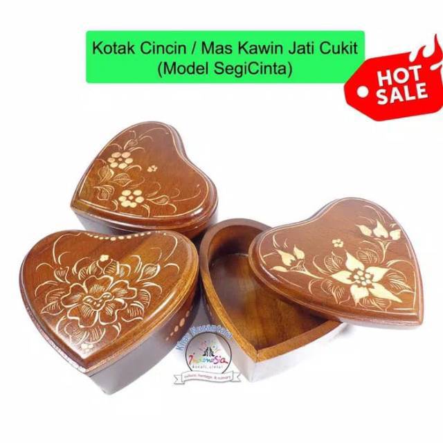 Kotak Mahar Perhiasan Jati Ukir | Box Cincin Mas Kawin Kalung Giwang Hantaran Seserahan Model Love