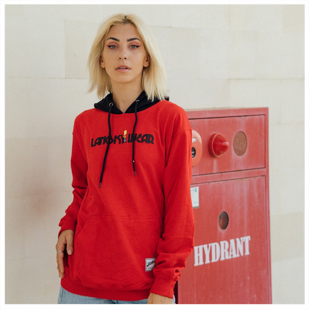 Sweater Distro Langky Jaket Hoodie Unisex Simple Simpsn Merah