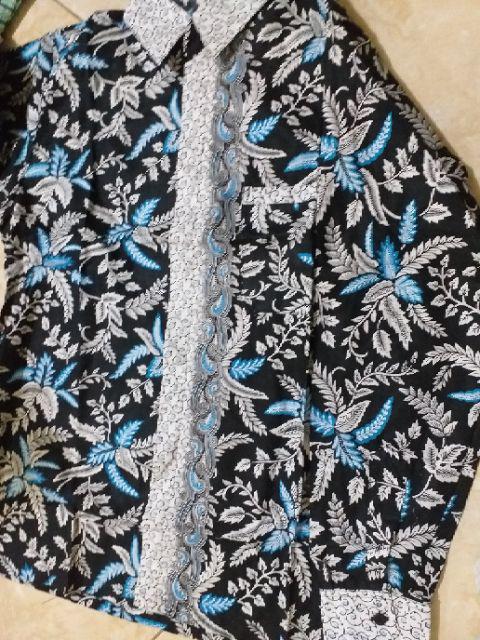 Asifa Batik Hrb026 Kenongo Kemeja Tosca Pendek Pekalongan Padi M L Xl Sogan Tulis Halus Kemeja Batik
