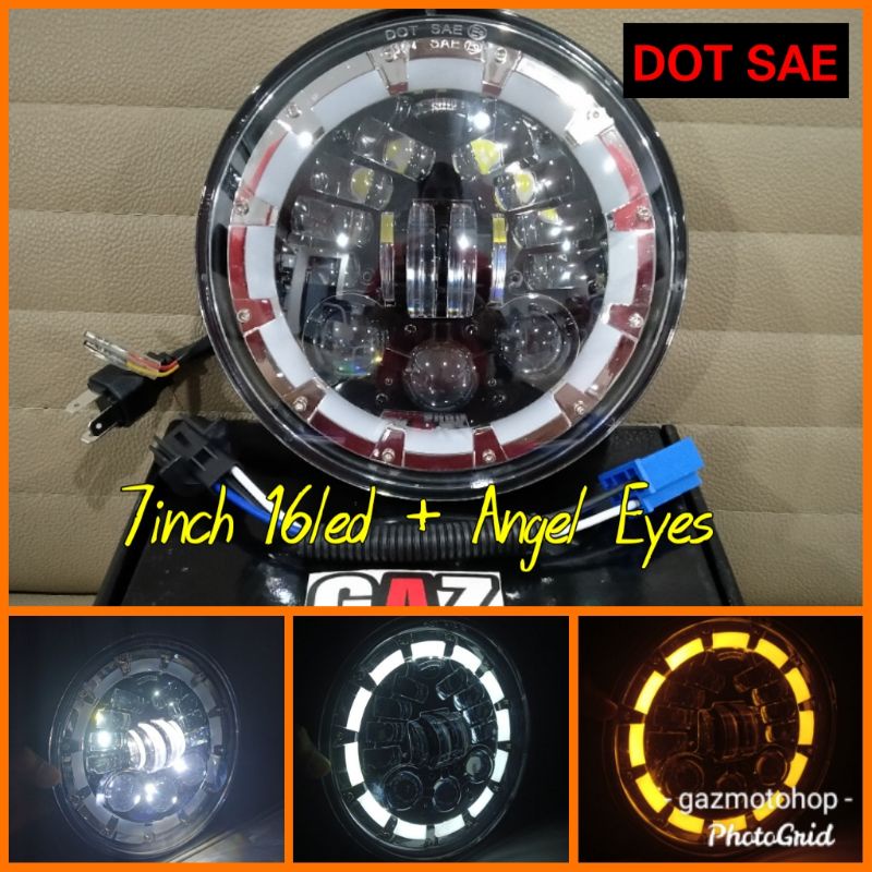 Daymaker COBRA 7 inch 16 LED Angel Eyes Eropa Headlamp Lampu Daymaker 7 in NEW Japstyle XSR 155 W175 Ninja