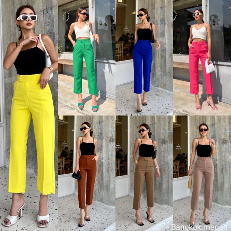 (LABEL BANGKOK MEDAN)READY CELANA LUXY 7/9 PROMTHONG HW PART 1 IMPORT BANGKOK FASHION PANTS WANITA