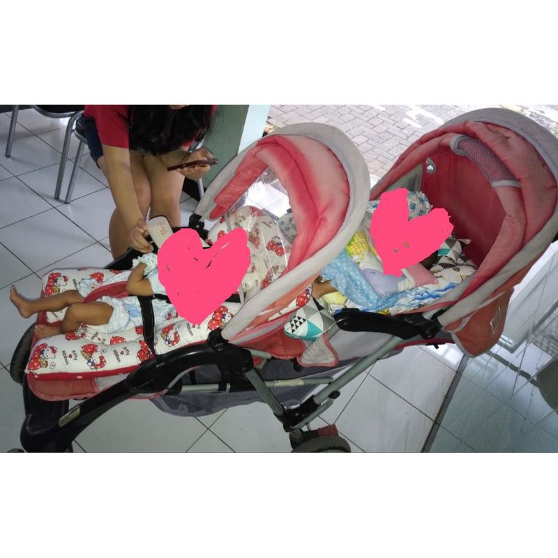 stroller baby twin..kereta dorong bayi kembar..kereta bayi isi dua..
