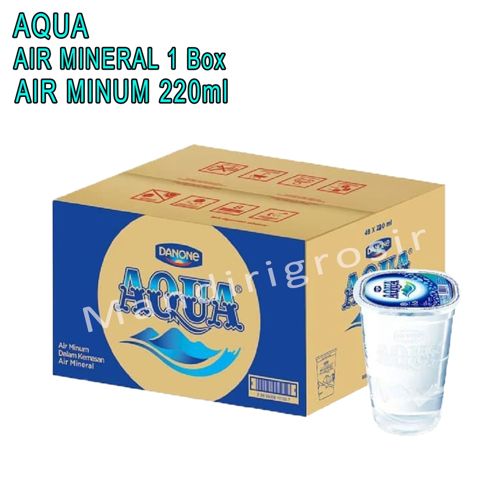 Aqua Gelas 220ml  * Aqua Air Mineral * 1 Dus isi 48pcs