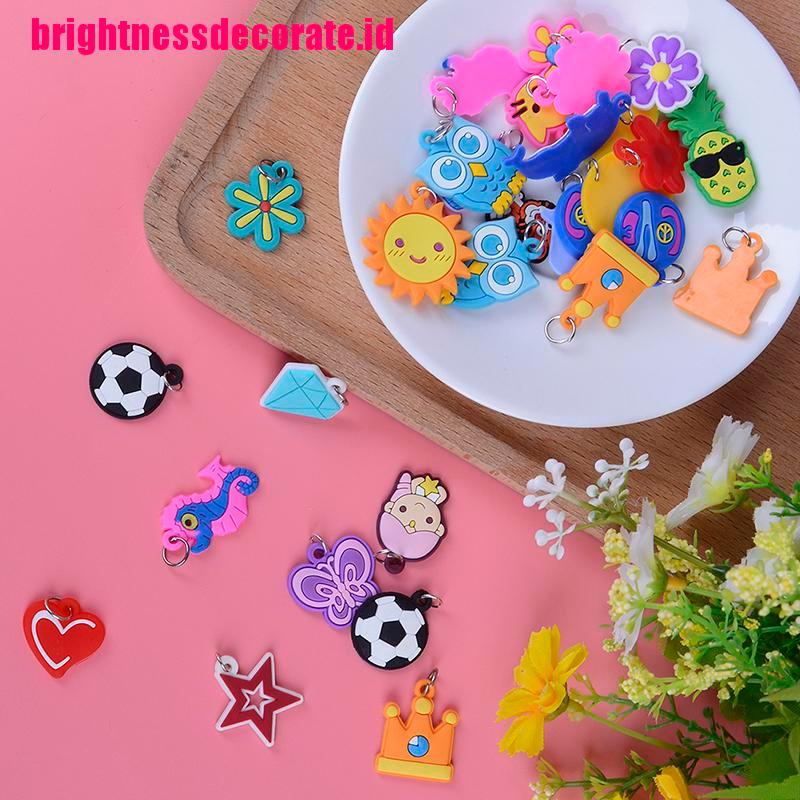 Brightid 30pcs / Set Mainan Manik-Manik Bentuk Kartun Hewan / Bunga Warna-Warni Untuk Diy Membuat Perhiasan