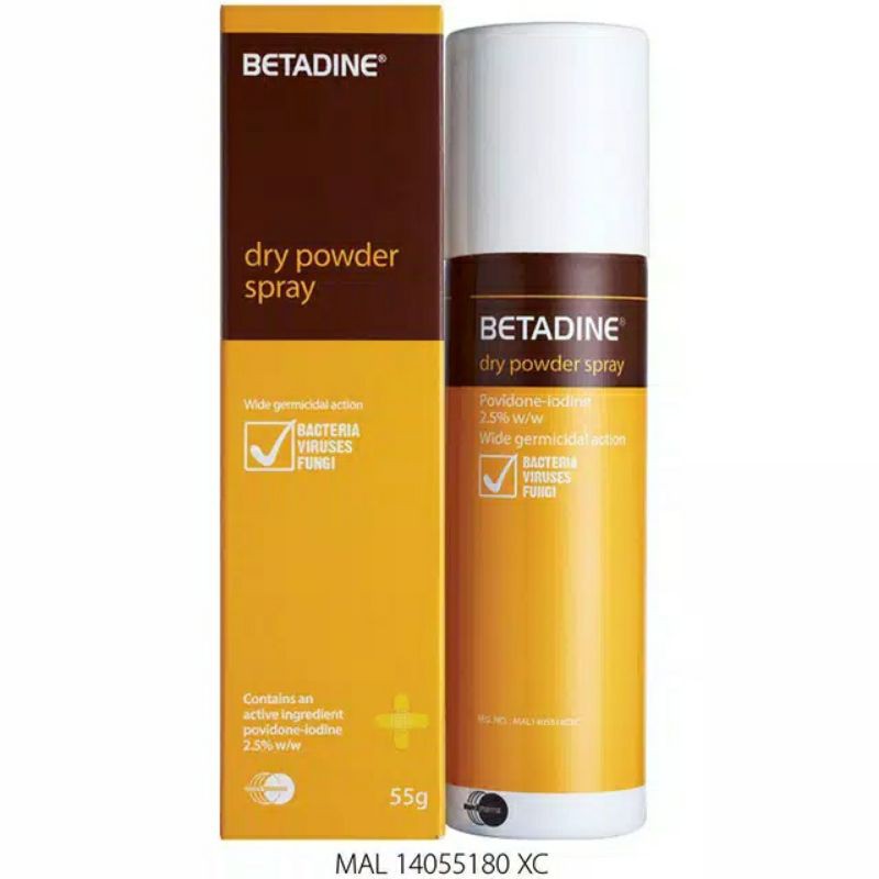 Betadine Dry Powder spray 55 gr exp. 02 2022