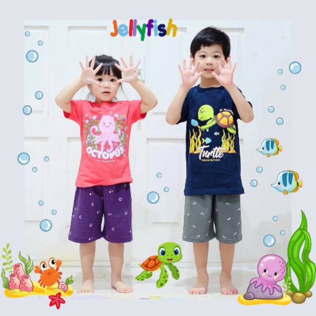 Setelan Jellyfish seaworld setelan anak baju anak premium murah