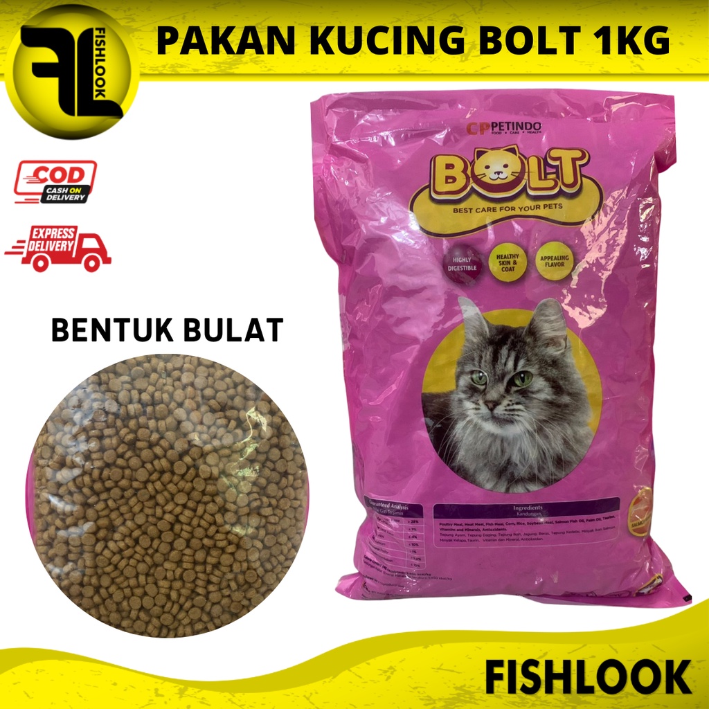 BOLT TUNA / SALMON BENTUK IKAN / BULAT MAKANAN PAKAN KUCING REPACK 1KG