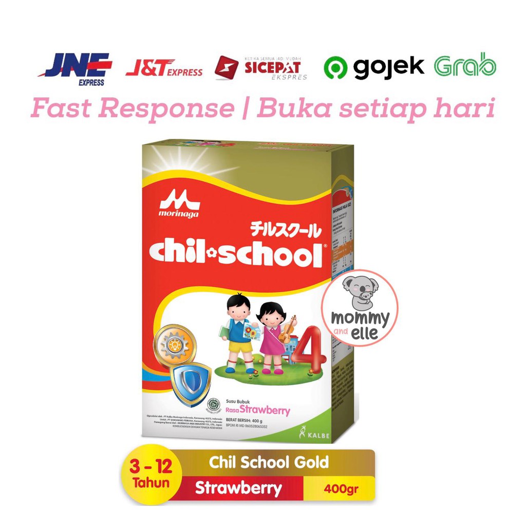 Morinaga Chil School Gold 400 gram STRAWBERRY (susu formula bubuk anak 3 - 12 tahun)