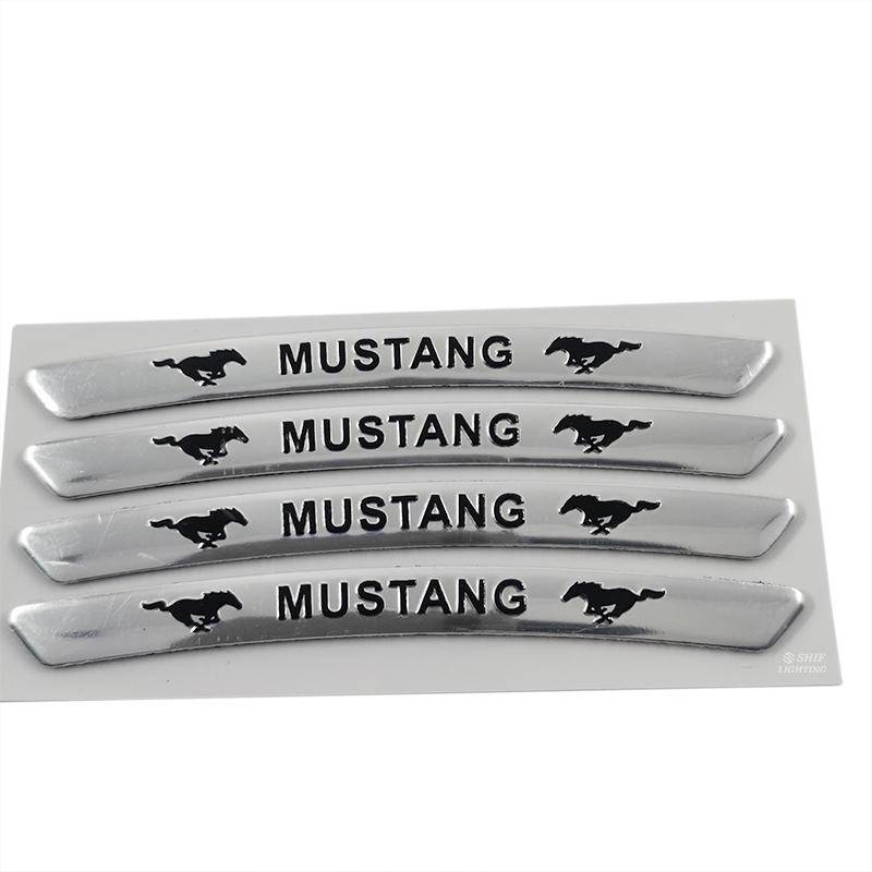 4 x Aluminum MUSTANG Letter Logo Car Auto Wheel Tire Decorative Emblem Badge Sticker Decal FORD MUSTANG