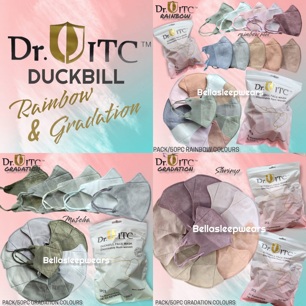 DUCKBILL KF94 DR ITC EMBOS RAINBOW GRADATION MIX /50- MASKER DUCKBILL DRITC GRADASI PELANGI