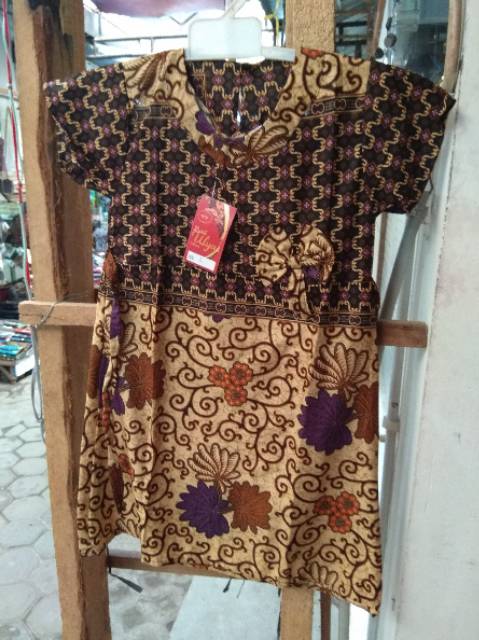 DRESS BATIK ANAK USIA 5-7 TAHUN DENGAN BUNGA - FASHION ANAK PEREMPUAN - SOUVENIR MURAH KHAS JOGJA