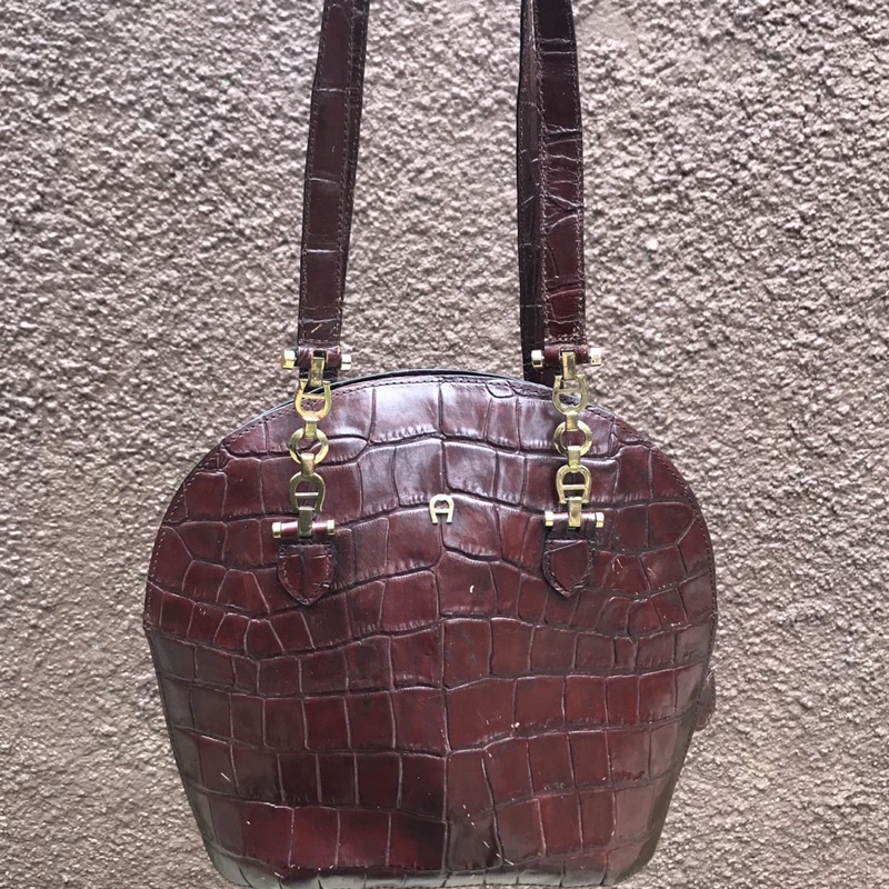 Aigner Vintage Croco Shoulder Bag Authentic