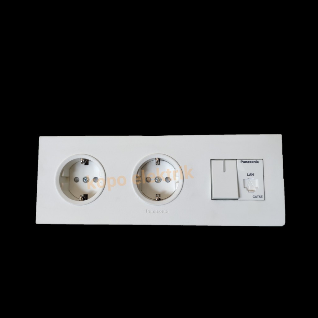 Panasonic Double Stopkontak + Saklar Single + Soket Outlet Data CAT5E Tanam Inbow Style White