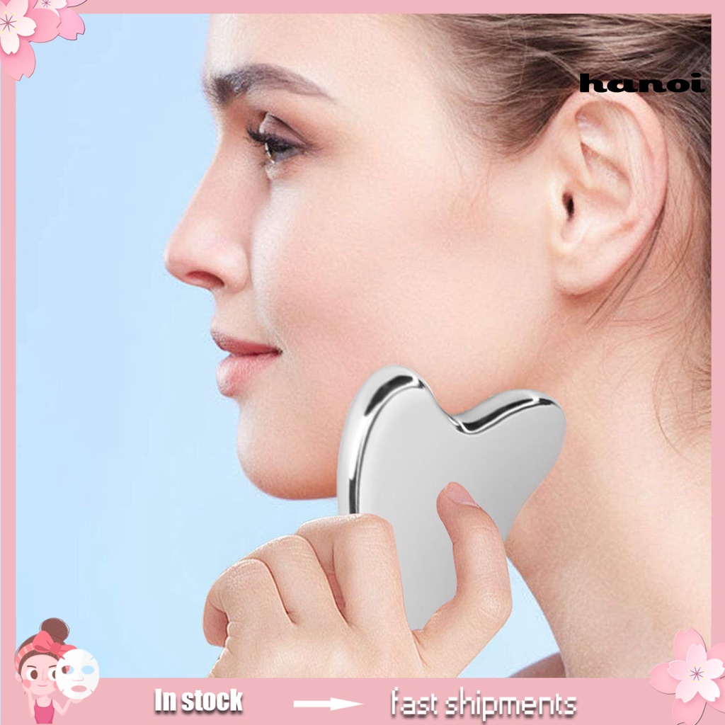 HQTM_Guasha Scraper Heart Shape Wrinkle Removing Skin-Friendly Stainless Steel Skin Massage Relax Guasha Board for Home