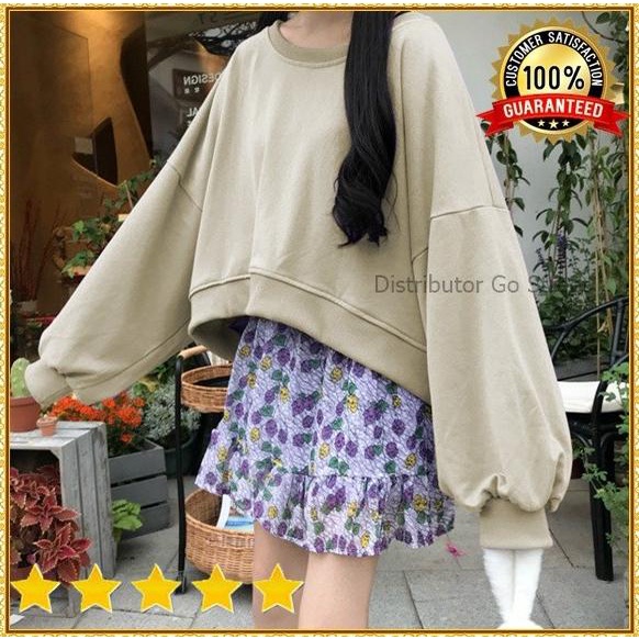 SWEATER WANITA CROP BASIC POLOS OVERSIZE / SWEATER OVERSIZE Termurah