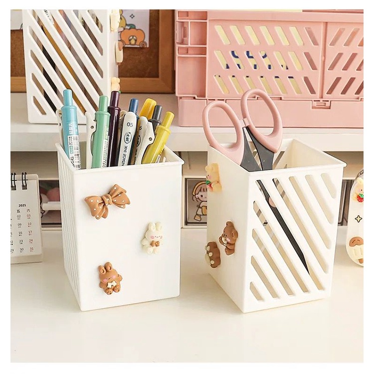 [littlecrab] Tempat Pensil Box Penyimpanan Pena Alat Tulis White Stationary Kit Kotak Putih Aesthetic Berkualitas Desk Decoration DIY Lucu Unik