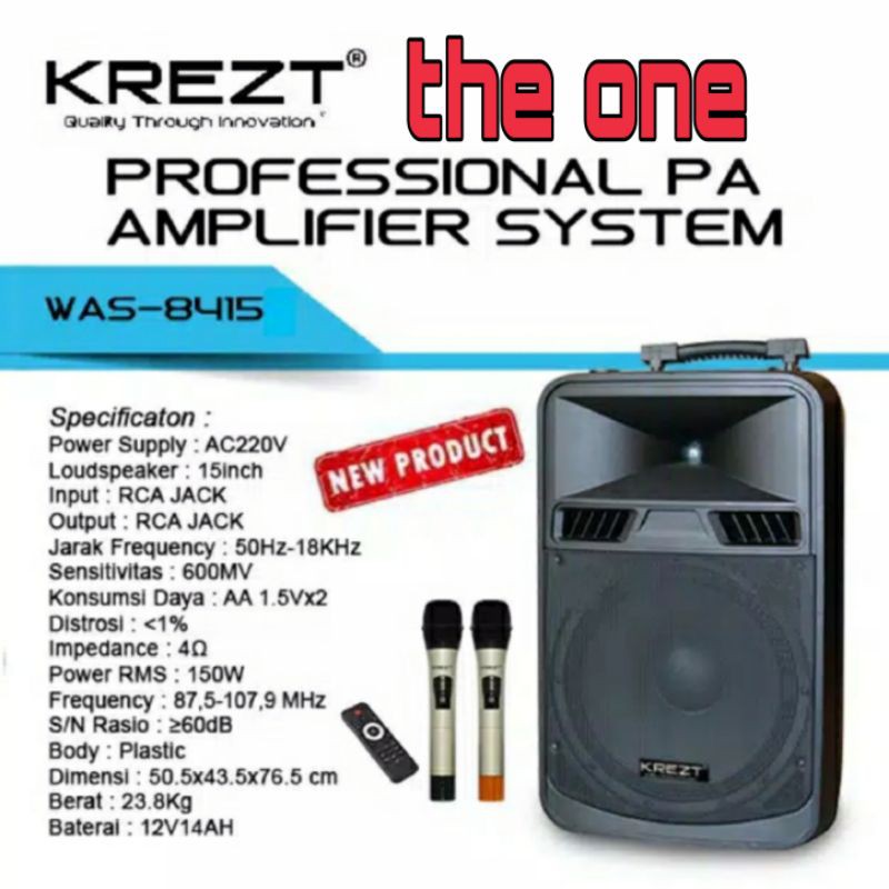 speaker portable wireless krezt WAS 8415  N/ WAS8415N