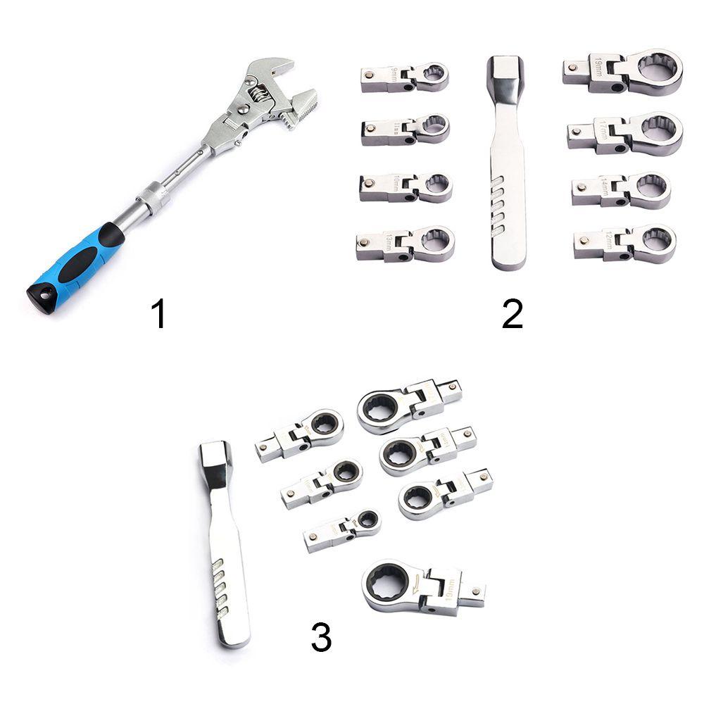 Solighter Ratchet Wrench 180derajat Lipat Multifungsi Kunci Rumah Tangga Alat Manual Kunci Pipa Pembukaan Besar Fix Tubing Wrenchs