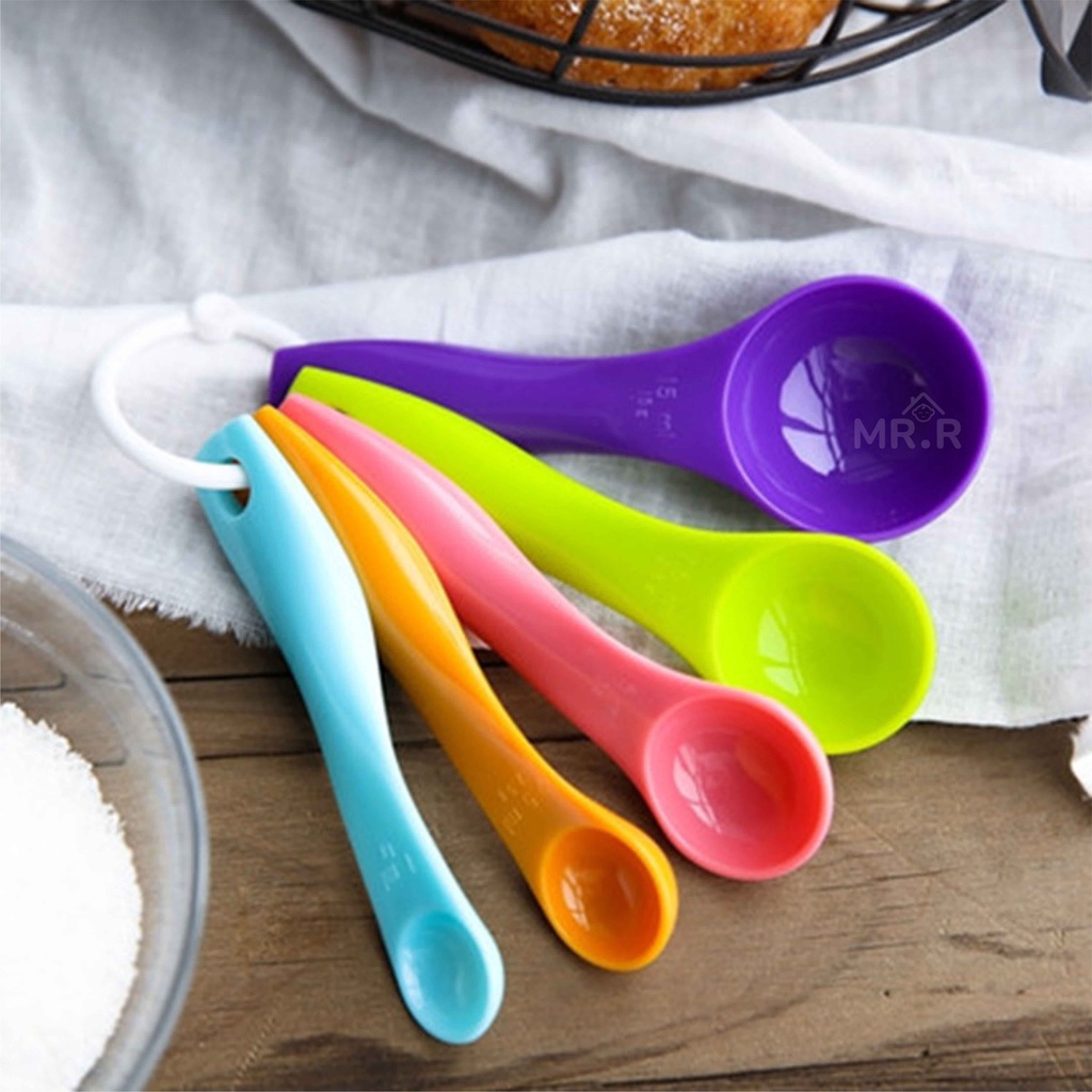 Sendok Takar Set 5 in 1 Takaran Plastik Warna Serbaguna Bumbu Dapur Measuring Gram Spoon Baking