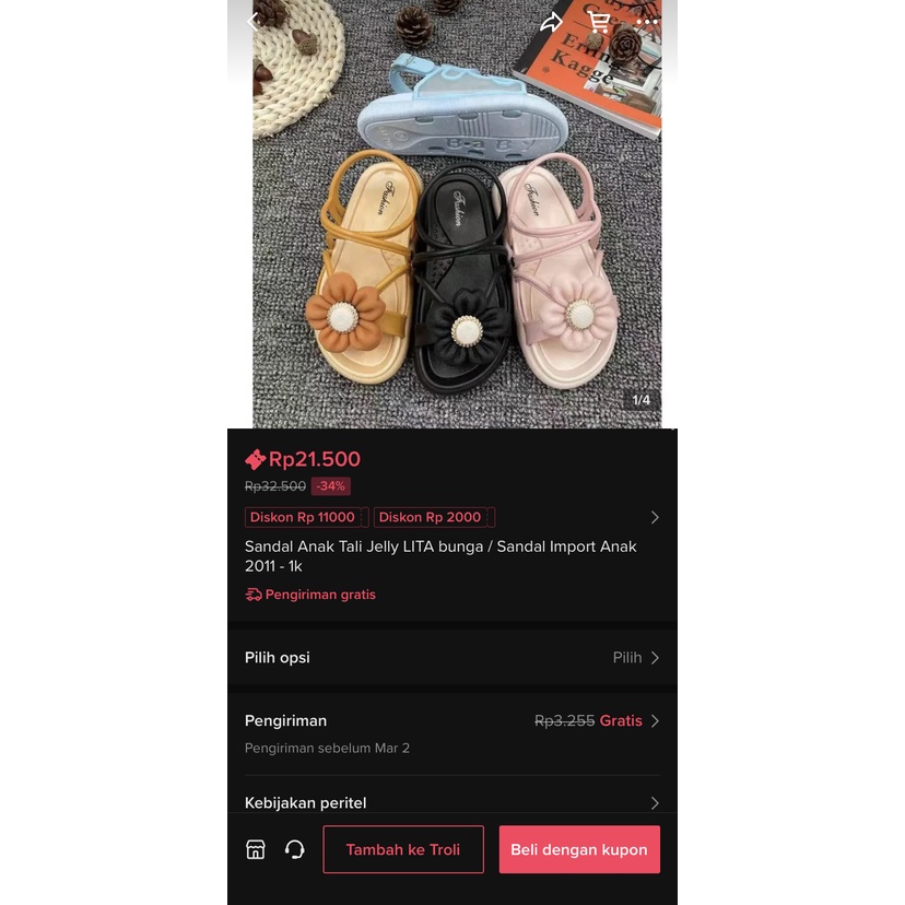 Sandal Anak Perempuan Tali Jelly LITA bunga 2011 - 1k / Sandal Anak Karet Model Lucu 1-10 Tahun