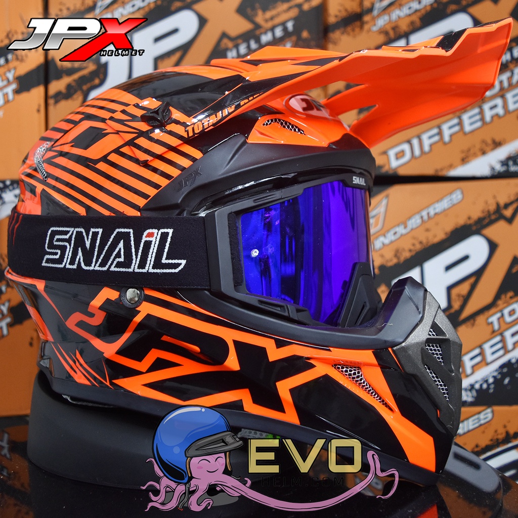 HELM JPX CROSS_FOX1 SERI X12 - FLUO RED GLOSS + GOOGLE SNAIL (ONGKIR 2 KG) JPX X12 ORANGE HELM JPX TERBARU