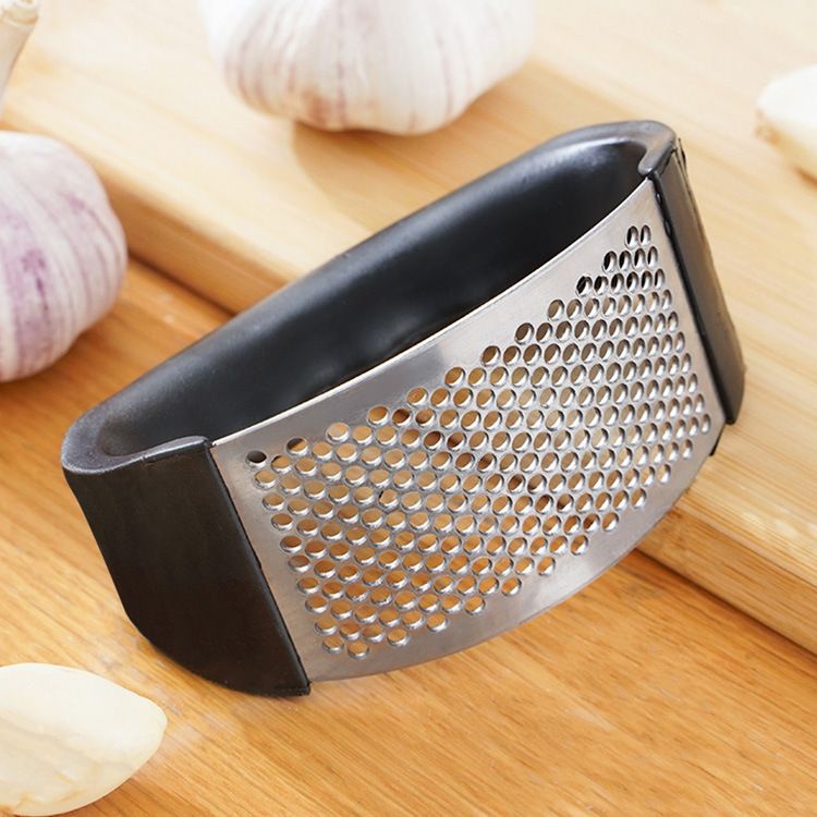 (BOW) Alat Penghancur / Pengerus Bawang Putih Stainless Steel dengan Ganggang Hitam