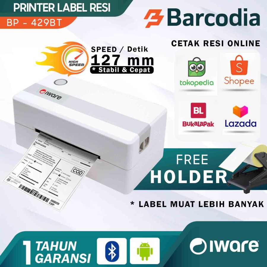 Printer Label Barcode Bluetooth BP-429BT / 429 Direct Thermal 108mm / Printer Resi Online BLUETOOTH