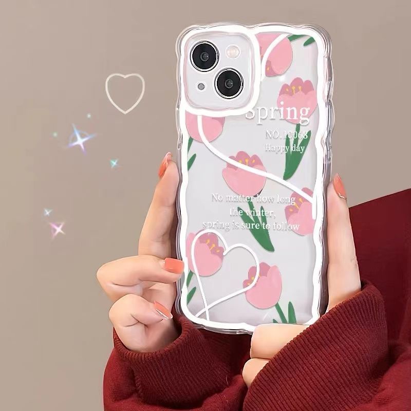 Soft Case Transparan Motif Mawar Pink Untuk IPhone 13pro / Mini 12promax / SE2 2020 / 11pro MAX / 6S / 7 / 8plus / XR