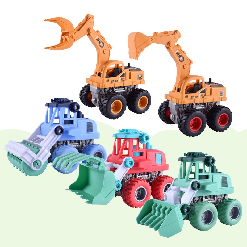 Mainan Anak Forklift Bulldozer Road Roller Alat Berat Miniatur