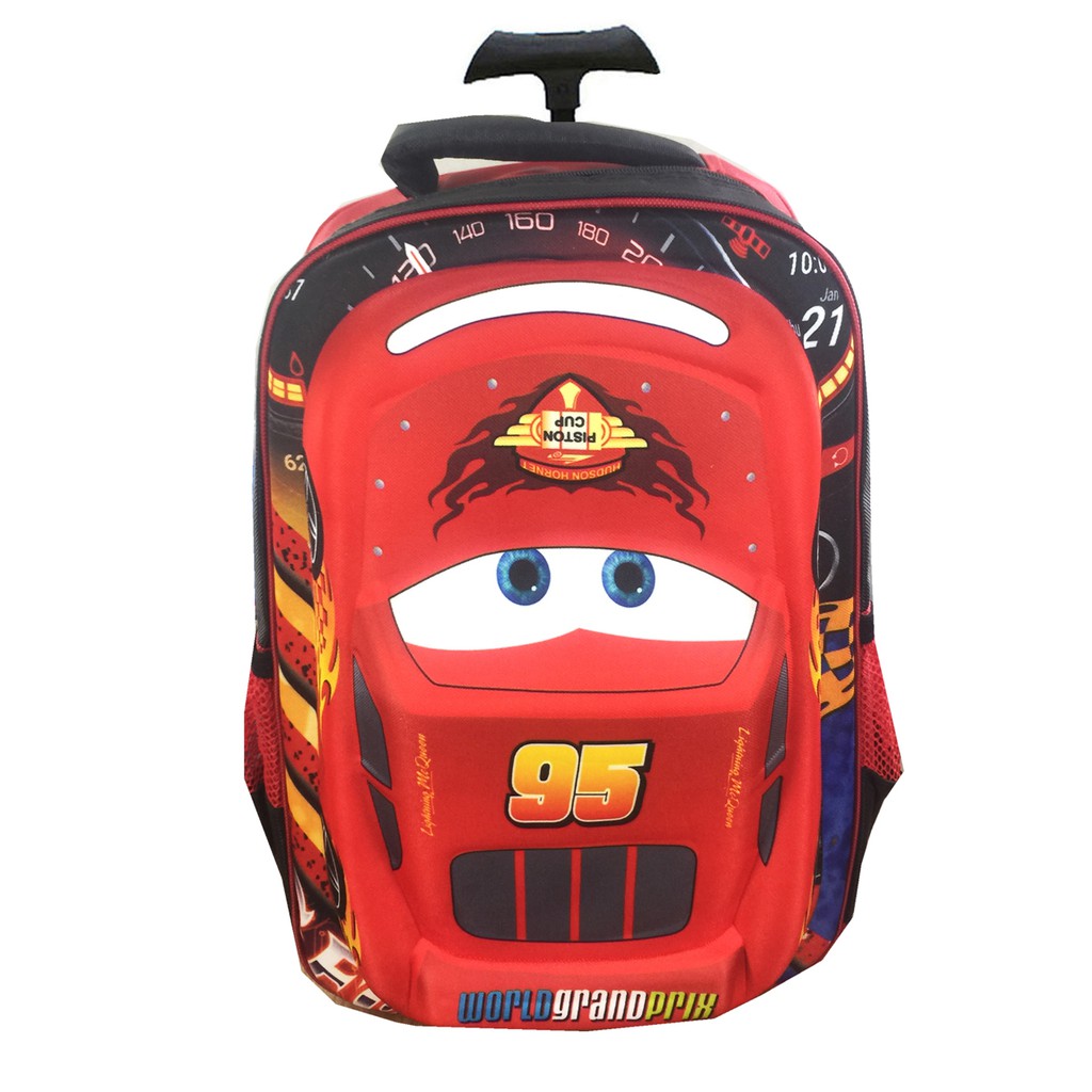Tas Troley Sekolah Anak SD Cars 3D Timbul Hard Cover S
