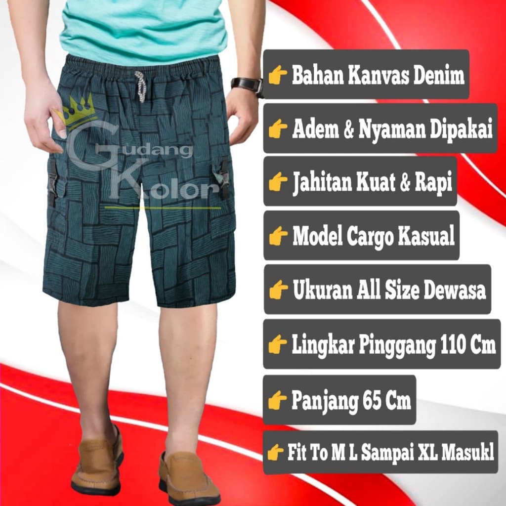 Celana pendek Cargo Pria Santai 7/8 PDL Short Pants Casual Selutut Laki Laki Dewasa Celpen Kargo Mot