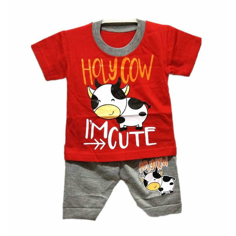 SETELAN BAJU BAYI LAKI LAKI 3 - 18 BULAN  KATUN KUALITAS IMPORT COD SMILE HOLYCOW