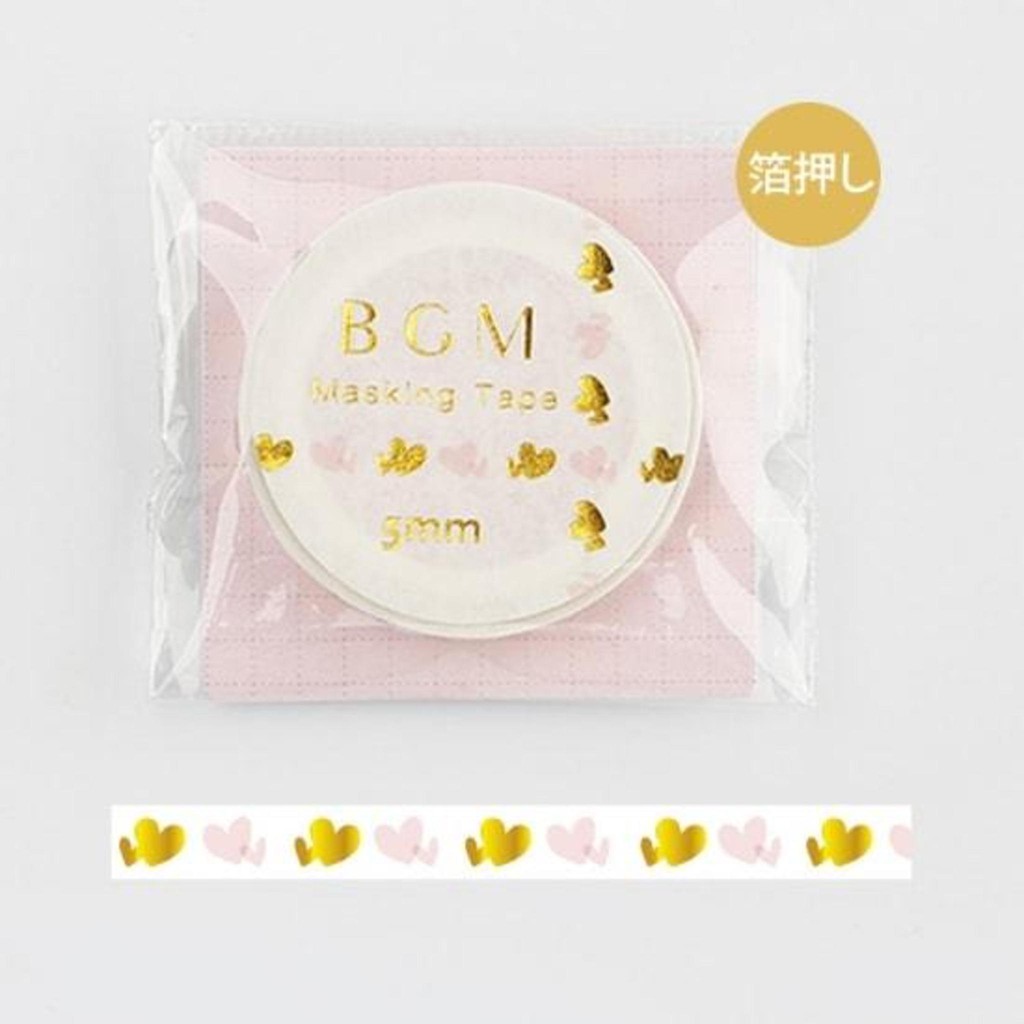 

BGM Slim Heart PinkGold Washi Tape