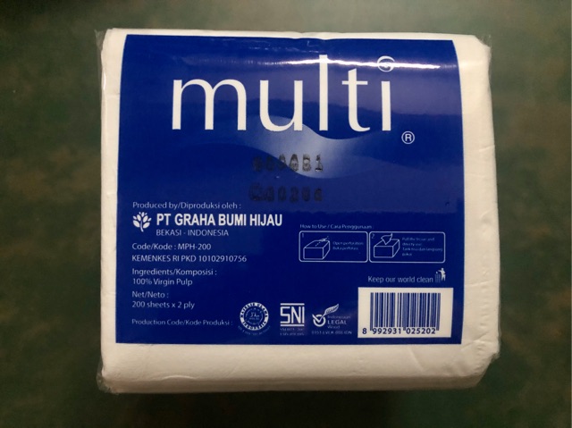 Multi 200 sheet Tisu Wajah Pop Up