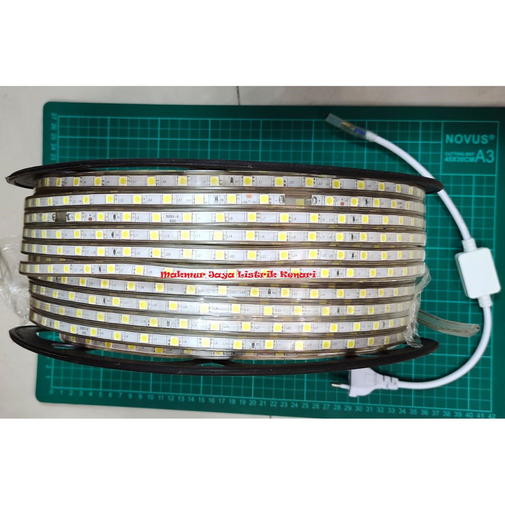 LAMPU LED STRIP 5050 1 Meter AC 220V OUTDOOR SEMUA WARNA - Meteran Putih Kuning Biru Merah Hijau