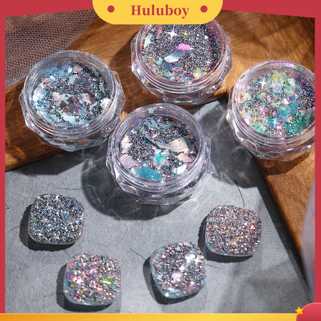 Huluboy Huluboy♡ Bubuk Glitter Reflektif Ekstrak Alami Saturation Tinggi Untuk Manicure